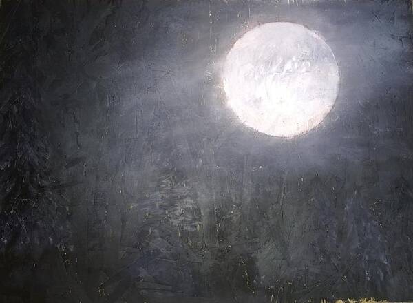 Moon Art Print featuring the painting Lune by Deb Mayer