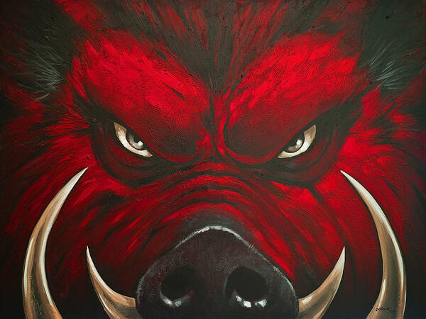 Hog Art Print featuring the painting Mad Hog by Glenn Pollard