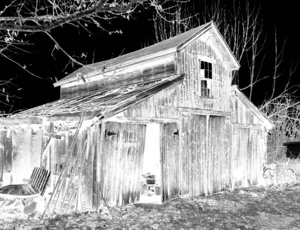 Barn Art Print featuring the photograph Madeline s Barn - Black and White by Nina-Rosa Dudy