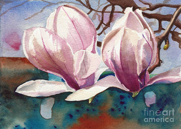 Magnolia Morning Art Print featuring the painting Magnolia Morning by Daniela Easter