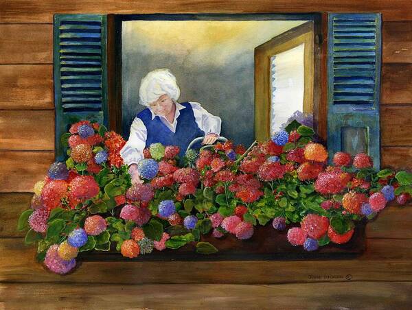 Window Art Print featuring the painting Zofia's Window Garden by Jane Ricker