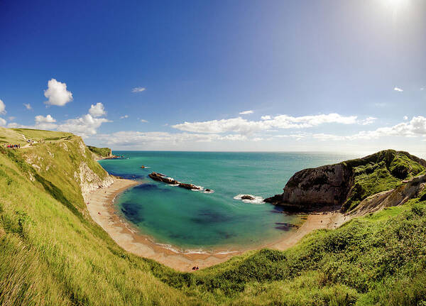 Scenics Art Print featuring the photograph Man O War Cove In St. Oswalds, Dorset by S0ulsurfing - Jason Swain