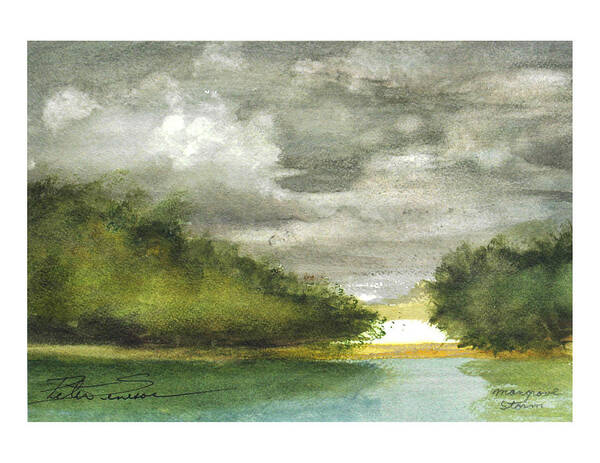 Landscape Art Print featuring the painting Mangrove Storm by Peter Senesac