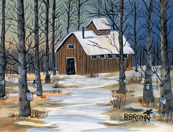 Landscape Art Print featuring the painting Maple Syrup Shack by Brenda Brown