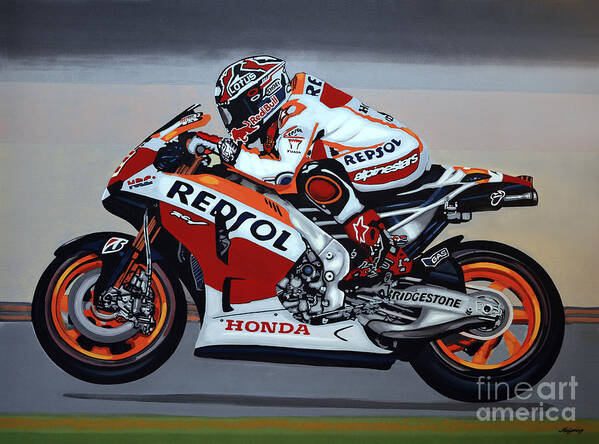 Marc Marquez Art Print featuring the painting Marc Marquez by Paul Meijering