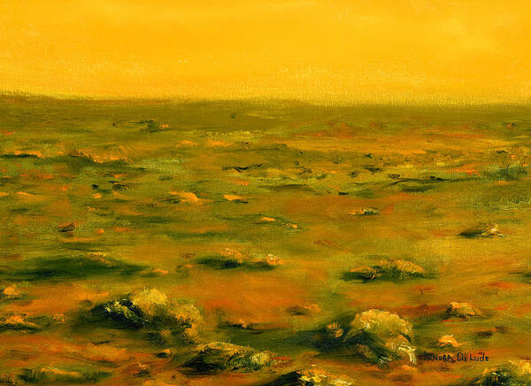 Orange Art Print featuring the painting Martian Desert Landscape Art by Lenora De Lude