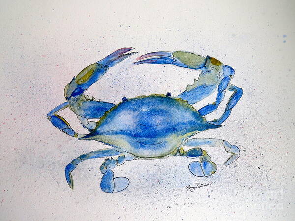 Crab Art Print featuring the painting Maryland Blue Crab by Nancy Patterson
