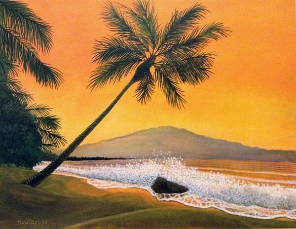 Rick Huotari Art Print featuring the painting Maui Sunset by Rick Huotari