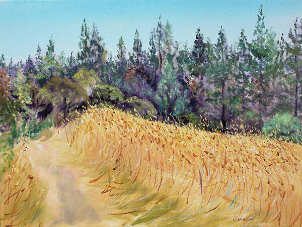 Landscape Painting Art Print featuring the painting Mendocino High Grass Meadow at Susan's Place in July by Asha Carolyn Young