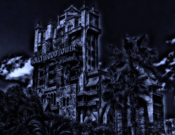 Tower Of Terror Art Print featuring the photograph MidNight At The Tower of Terror by Thomas Woolworth