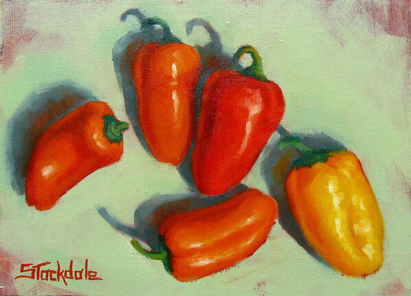 Peppers Art Print featuring the painting Mini Peppers Study 1 by Margaret Stockdale