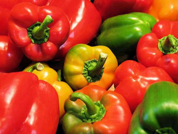 Foods Art Print featuring the photograph Mixed Bell Peppers by Gerry Bates