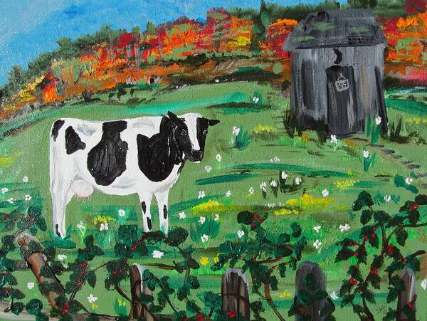 Cow Art Print featuring the painting Molly's Field by Susan Voidets