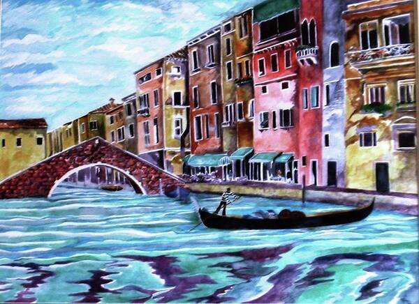 Venice Art Print featuring the painting Monday in Venice by Kandy Cross