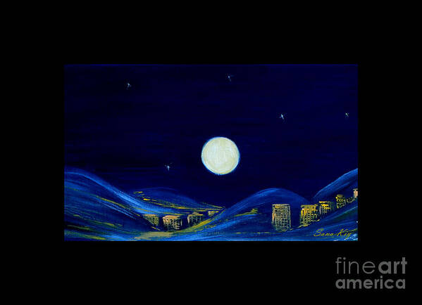 Best Winter Holidays Collection Art Print featuring the painting Moonlight. Winter Collection by Oksana Semenchenko