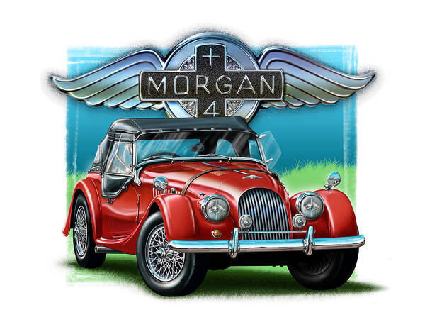 Morgan Art Print featuring the painting Morgan Plus 4 in Red by David Kyte