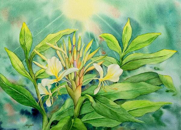 Flower Art Print featuring the painting Morning Ginger by Kelly Miyuki Kimura