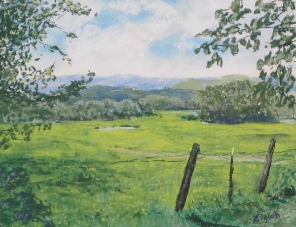 Landscape Art Print featuring the painting Mountain Pasture by Stephen Zigich