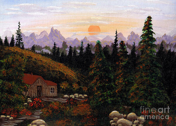 Barbara Griffin Art Print featuring the painting Mountain View by Barbara A Griffin