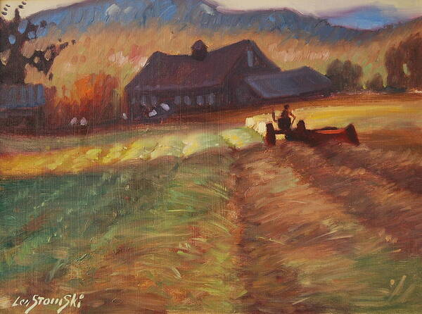 Berkshire Hills Paintings Art Print featuring the painting Mowing by Len Stomski