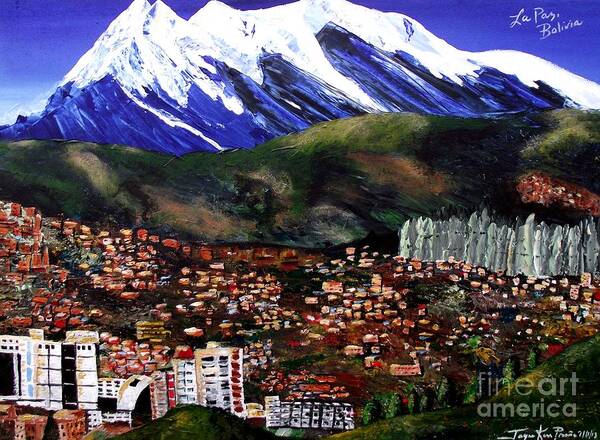 Mountain Canvas Print Art Print featuring the painting Mt Illimani La Paz Bolivia by Jayne Kerr 