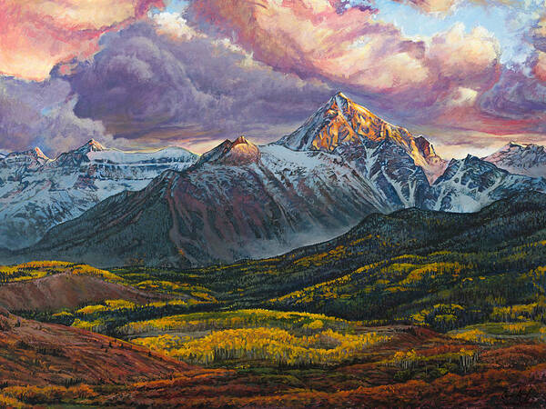 Sneffels Art Print featuring the painting Mt. Sneffels by Aaron Spong