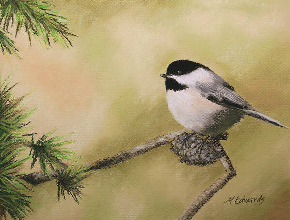 Chickadee Art Print featuring the pastel My Little Chickadee by Marna Edwards Flavell