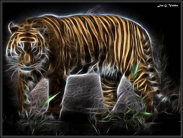 Mystic Tiger Art Print featuring the painting Mystic Tiger by Jon Volden