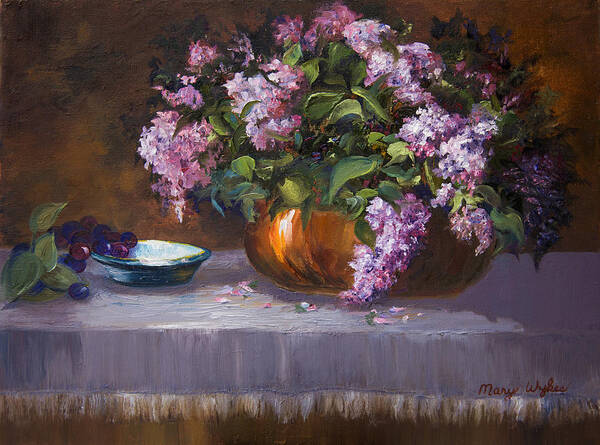 Lilacs Art Print featuring the painting Nancy's Reverie by Mary Beglau Wykes