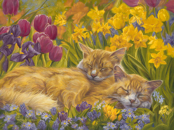 Cat Art Print featuring the painting Nap Time by Lucie Bilodeau