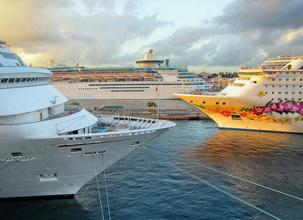 Cruise Art Print featuring the photograph Nassau's Busy Port by Bob Slitzan