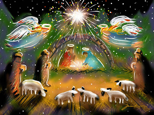 Nativity Art Print featuring the painting Nativity by Jean Pacheco Ravinski