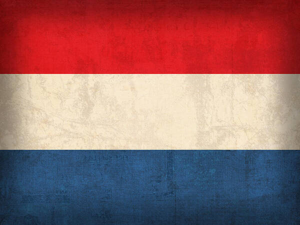Netherlands Flag Vintage Distressed Finish Holland Europe Country Nation Dutch Art Print featuring the mixed media Netherlands Flag Vintage Distressed Finish by Design Turnpike
