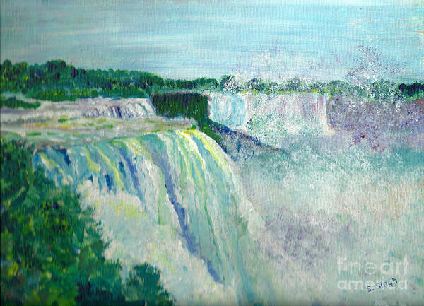Water Falls Art Print featuring the painting Niagara Falls by Sarabjit Singh