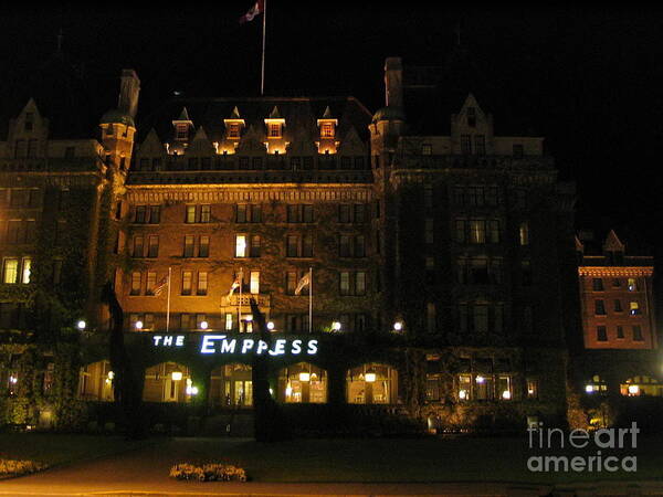 Night Art Print featuring the photograph Night at The Empress Hotel by Vivian Martin
