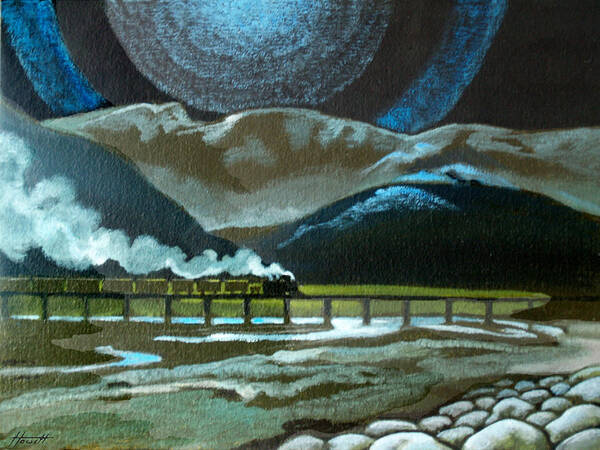 Steam Art Print featuring the painting Night Passage - WW480 Steam by Patricia Howitt