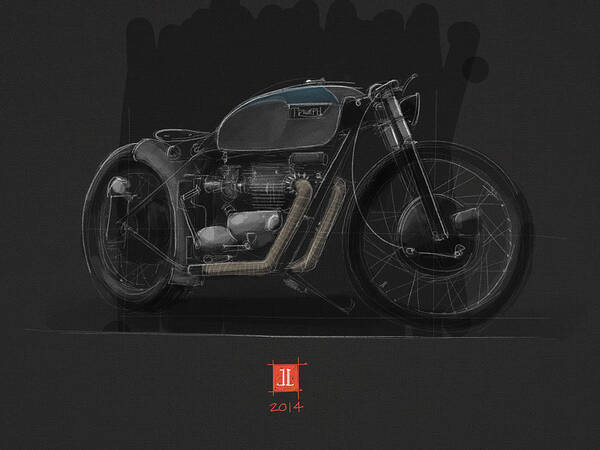Triumph Art Print featuring the drawing Norton Bobber by Jeremy Lacy