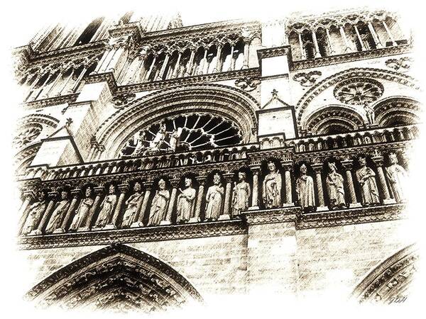 Notre Dame Art Print featuring the photograph Notre Dame Pencil by Jenny Hudson