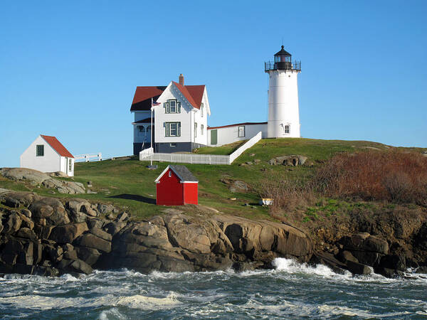Seascape Art Print featuring the photograph Nubble Lighthouse One by Barbara McDevitt
