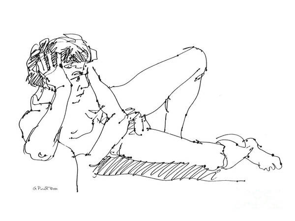 Male Art Print featuring the drawing Nude Male Drawings 5 by Gordon Punt