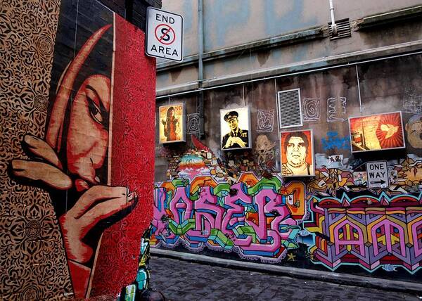 #obey #peace #hosier #lane #melbourne #hosierlane #wallart #streetart #popart #shepardfairey #fairey #urban #stencil #collage #grafitti #middleeast #shepard #instagram #insta #follow #l.a #canvas #prints #poste Art Print featuring the photograph Obey At Hosier Lane Melbourne by Natalie Paz