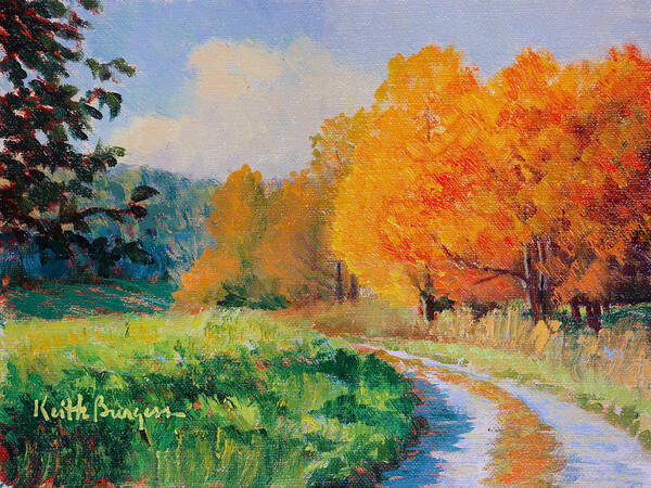 Impressionism Art Print featuring the painting October Backroad by Keith Burgess