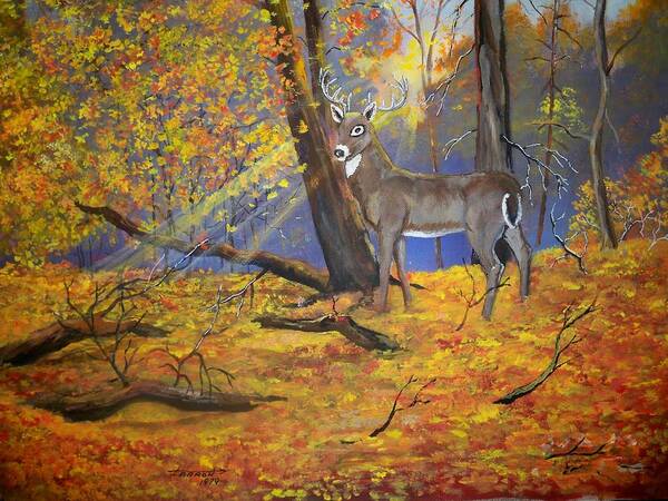 Ohio Art Print featuring the painting Ohio Buck by Dave Farrow