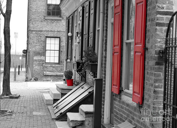 Red Shutters Art Print featuring the photograph Old City Red Shutters by Terry Weaver