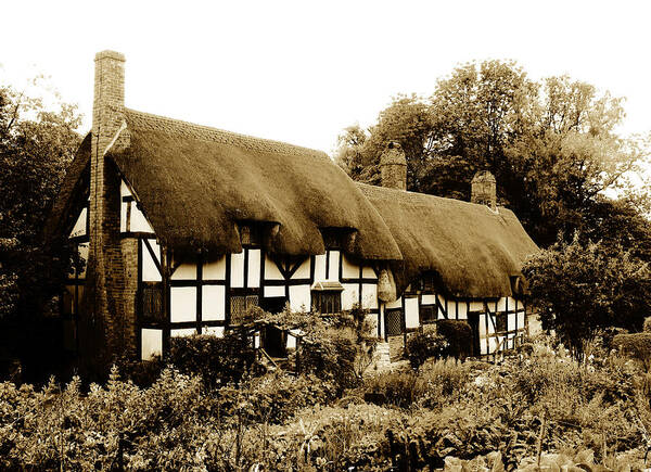  England Art Print featuring the photograph Old English Thatched cottage by Tom Conway