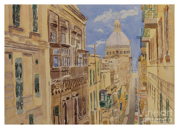Valletta Art Print featuring the painting Old Mint Street Valletta by Godwin Cassar