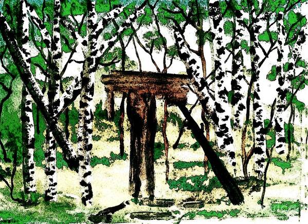 Forest Art Print featuring the painting Old Obstacles by Denise Tomasura