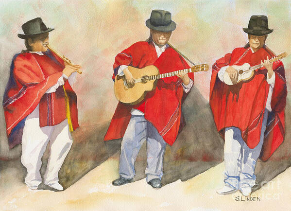Portraits - Male - Male Musicians - Guatamalan Musicians Art Print featuring the painting Ole by Sandy Linden