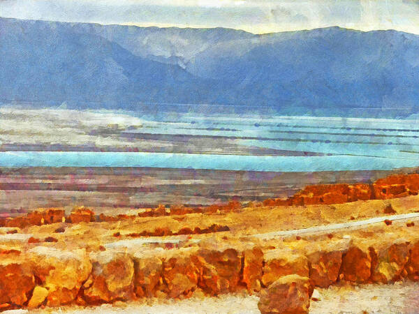 Landscape Art Print featuring the digital art On the Road to Masada by Digital Photographic Arts