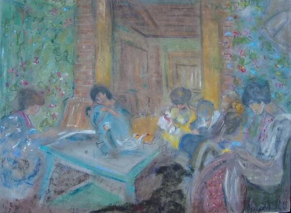 Edouard Vuillard Art Print featuring the pastel On the Terrace by Karen Coggeshall